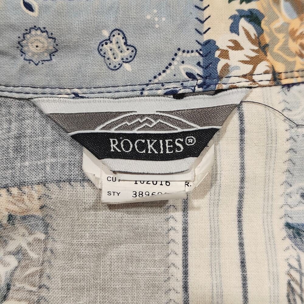 Rockies Patchwork Button Down Shirt Blue Yellow W… - image 2